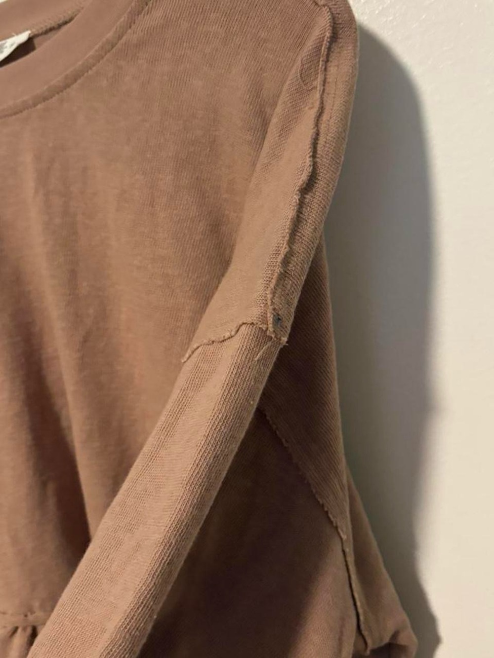 Altar'd State brown ruffle cotton comfy top sweatshirt material in size M - Picture 5 of 7